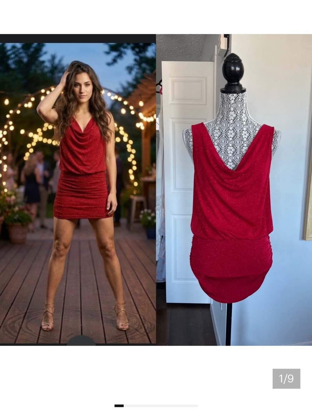 Vintage Guess Y2K Sparkly Red Mini Dress. Medium.